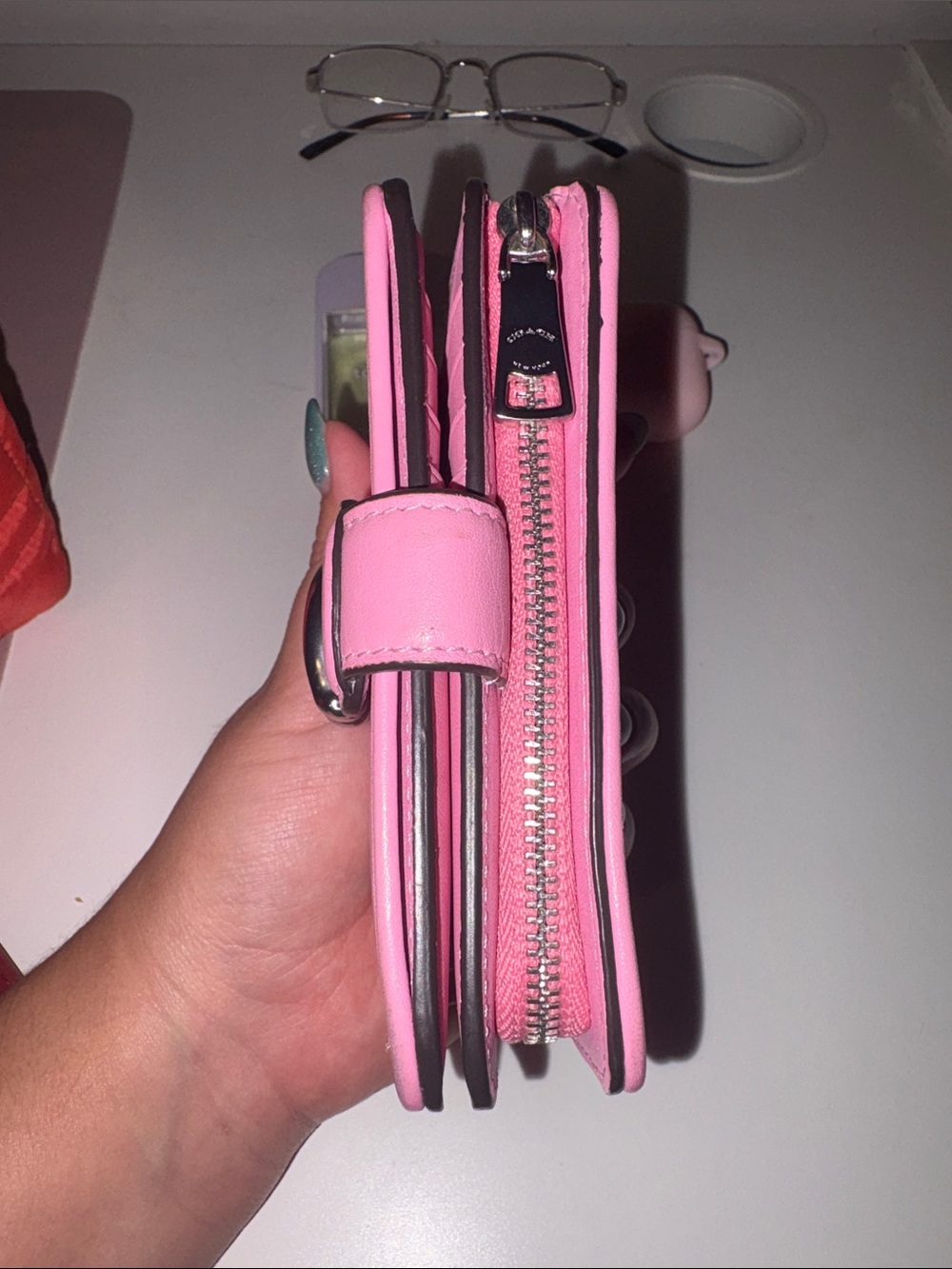 Coach Pink Leather Wallet with Silver C logo - Picture 7 of 8